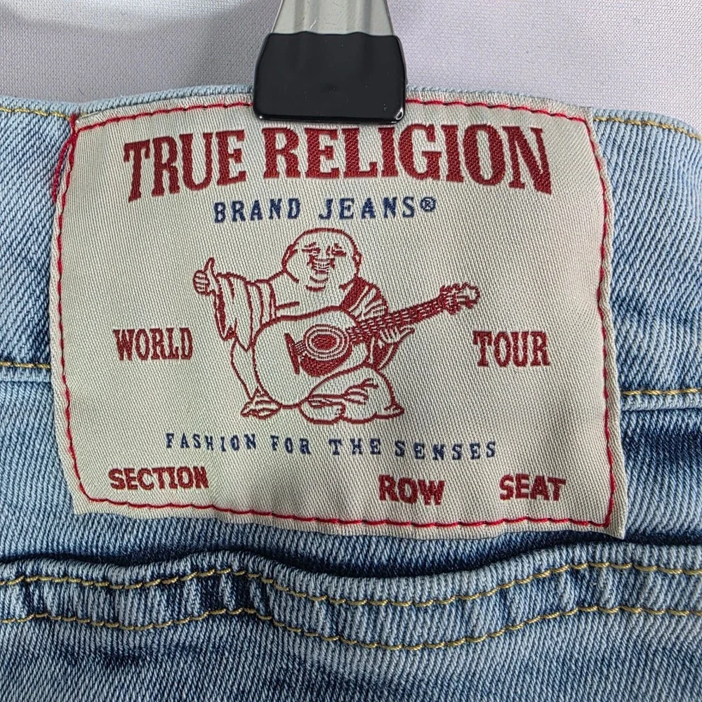 True Religion Geno Relaxed Slim Jeans Mens 31x31 Light Wash Blue Denim